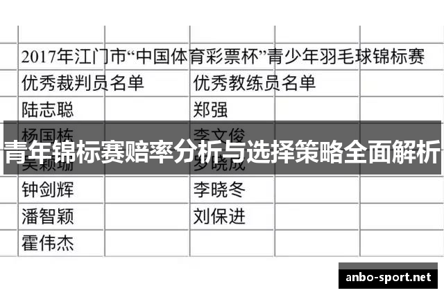 青年锦标赛赔率分析与选择策略全面解析