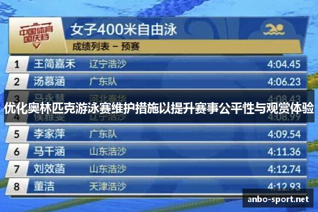 优化奥林匹克游泳赛维护措施以提升赛事公平性与观赏体验